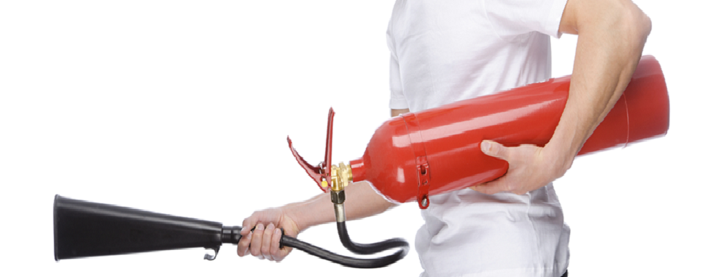 guy carrying fire extinguisher