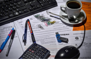desk of an accounting student