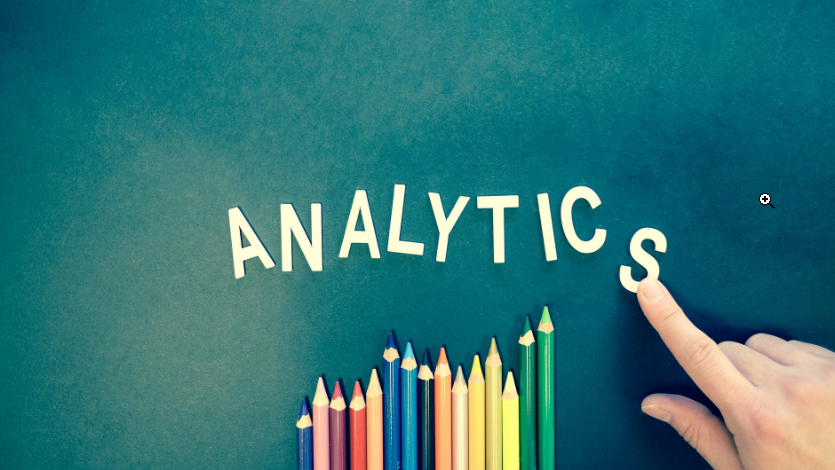 colorful pencils and the word analytics